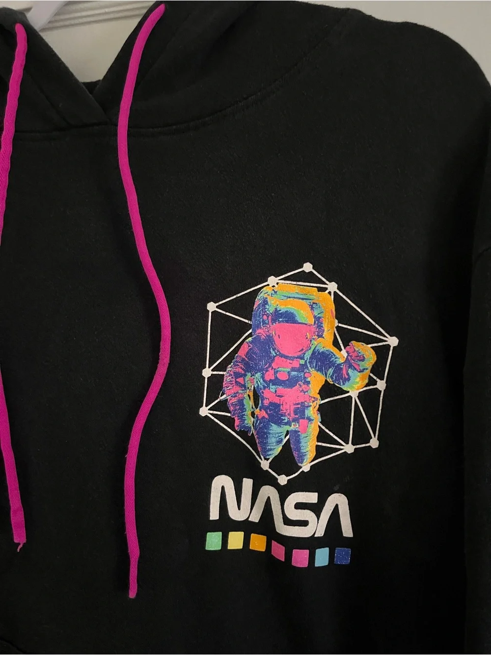 NASA Chemistry Black Crewneck Sweatshirt with Neon Astronaut Graphic